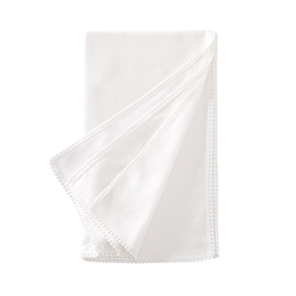 Dusklia - Girona Pom Pom Tablecloth - White