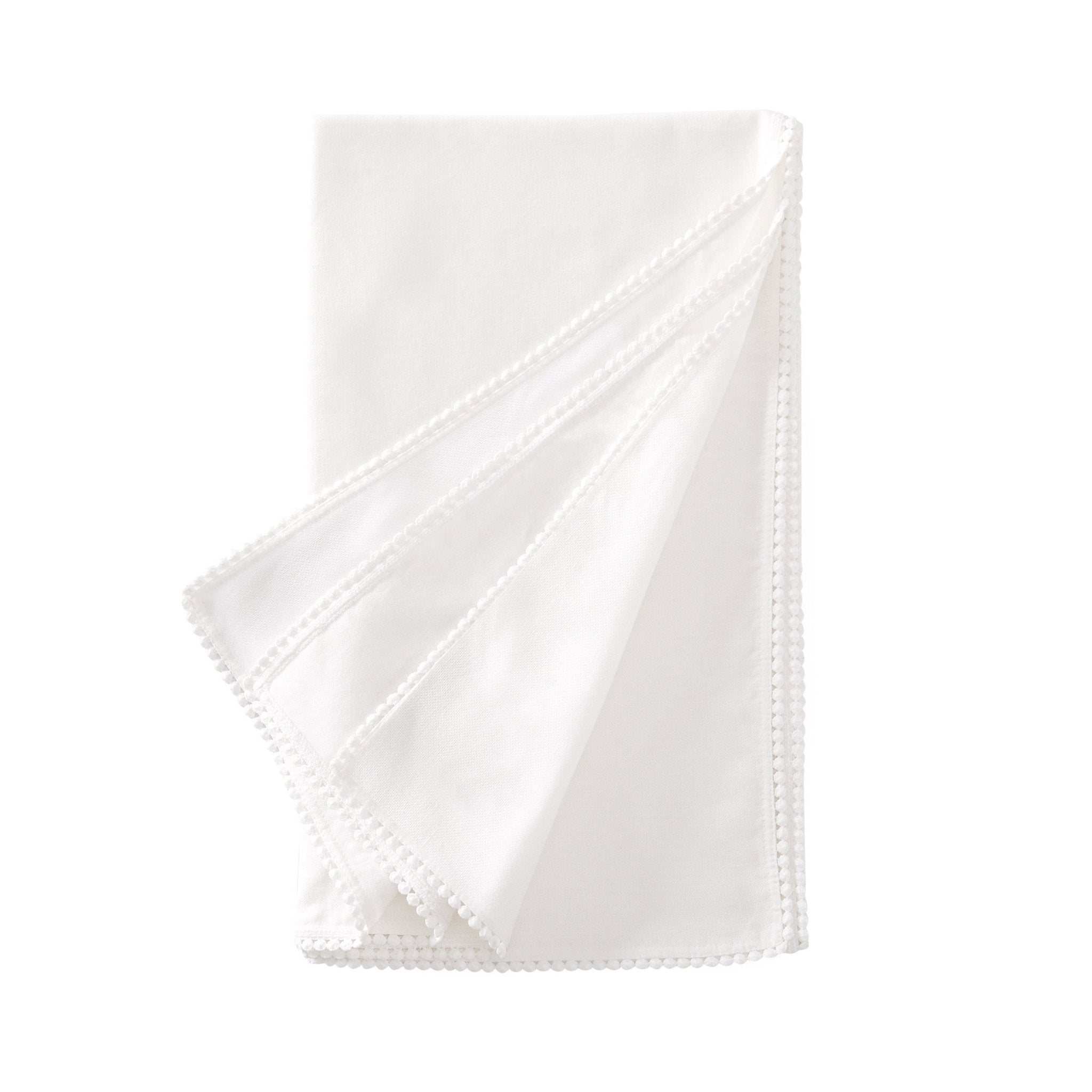 Dusklia - Girona Pom Pom Tablecloth - White