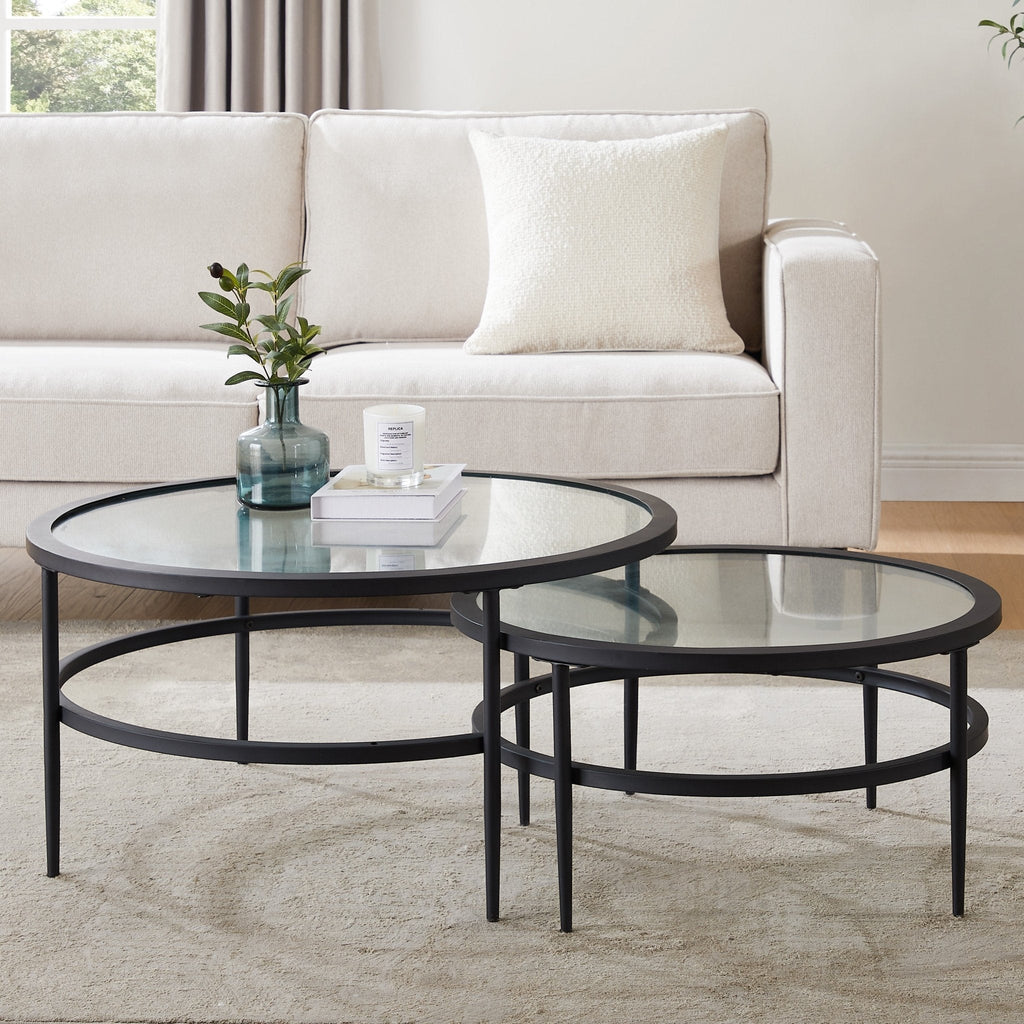 Dusklia - Glass Round Nesting Coffee Tables