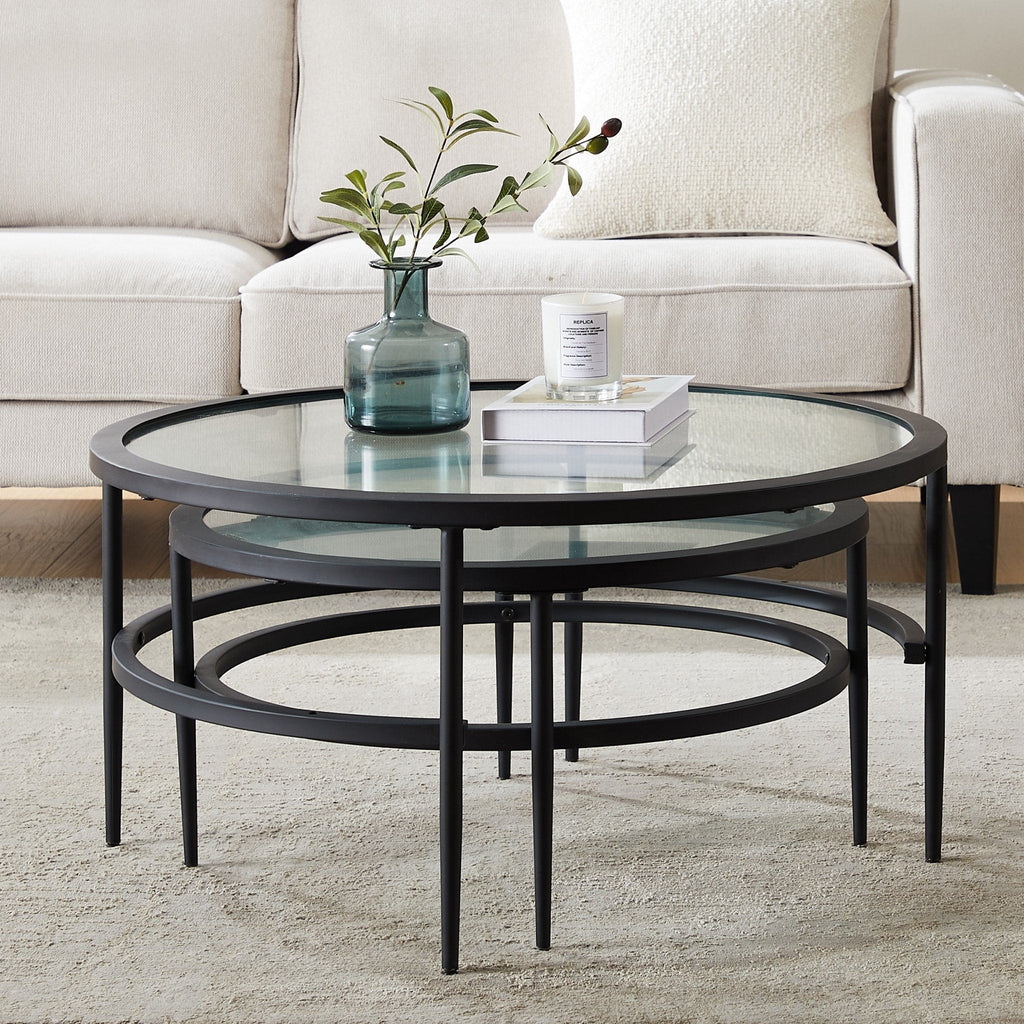 Dusklia - Glass Round Nesting Coffee Tables