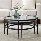 Dusklia - Glass Round Nesting Coffee Tables -  Black