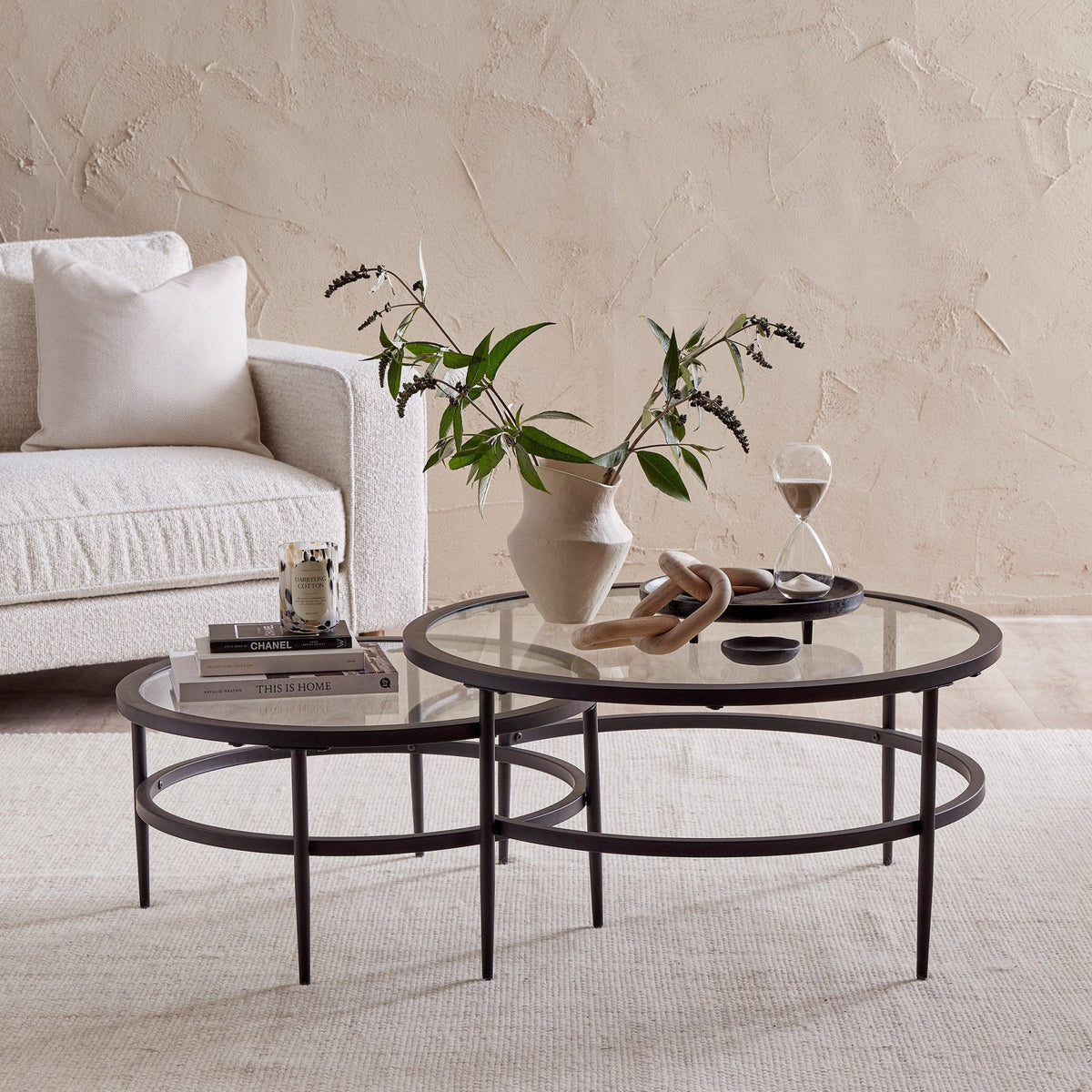 Dusklia - Glass Round Nesting Coffee Tables