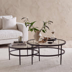 Dusklia - Glass Round Nesting Coffee Tables -  Black