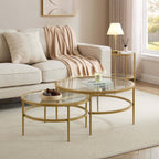 Dusklia - Glass Round Nesting Coffee Tables - Gold