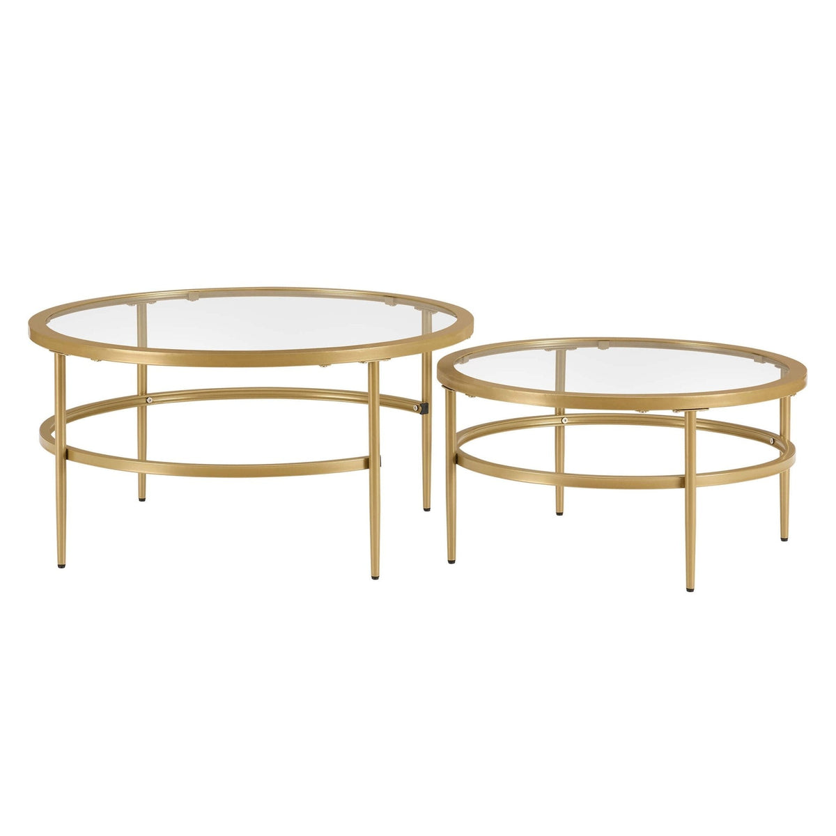 Dusklia - Glass Round Nesting Coffee Tables - Gold