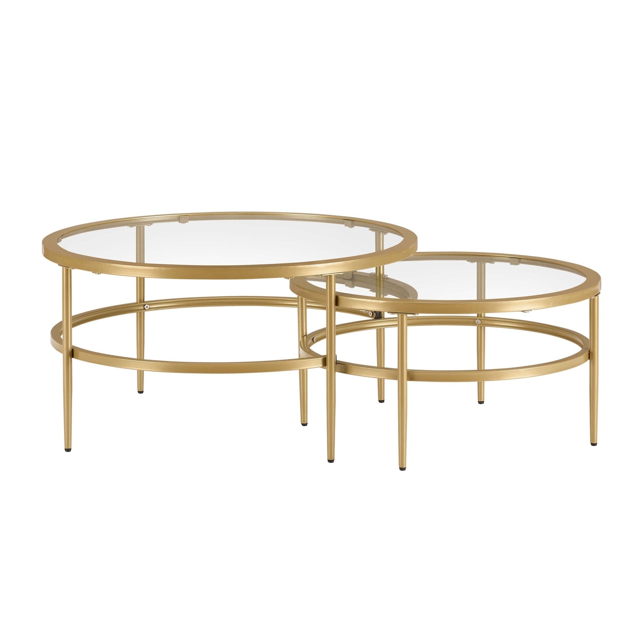 Dusklia - Glass Round Nesting Coffee Tables - Gold