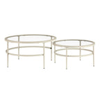 Dusklia - Glass Round Nesting Coffee Tables - Stone