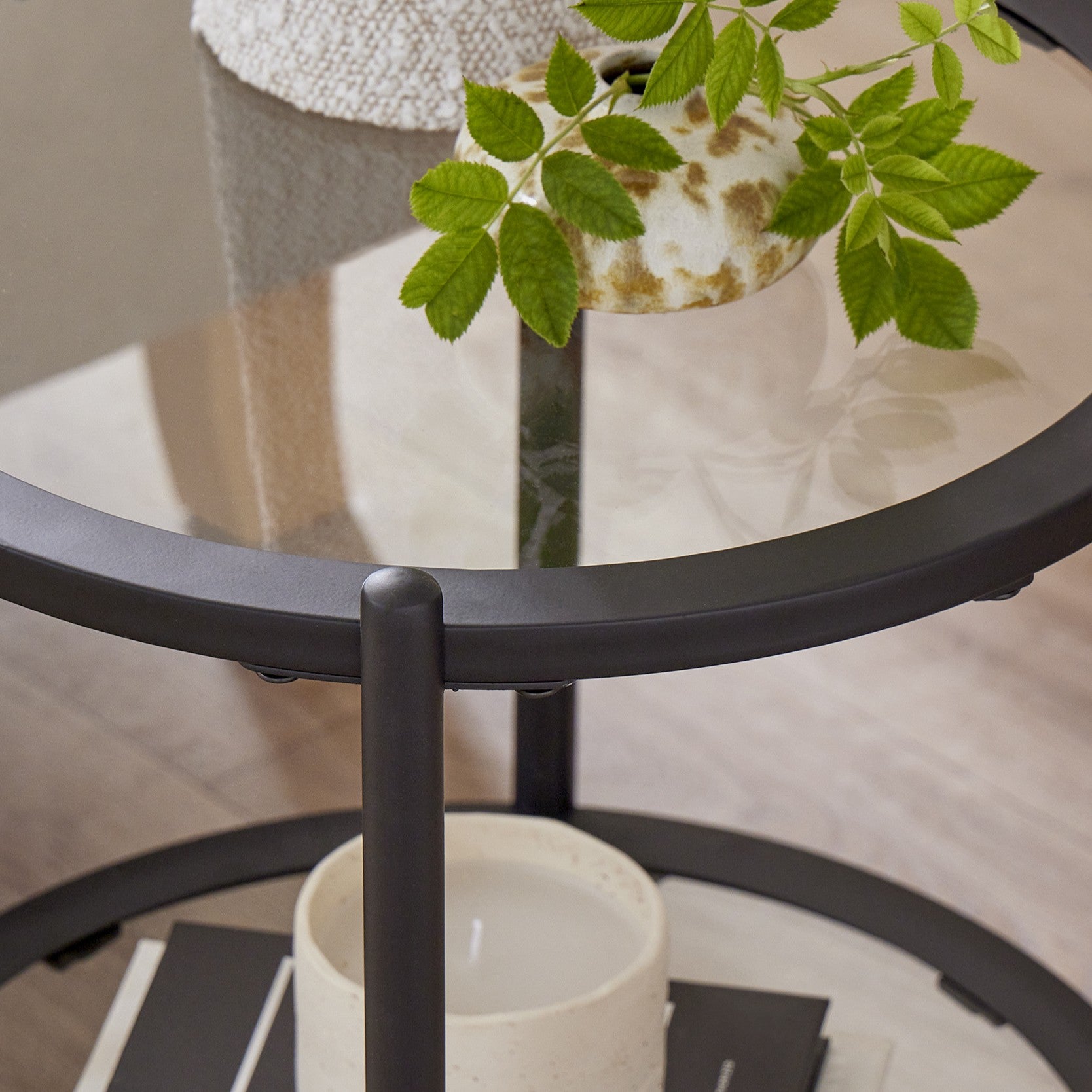 Dusklia - Glass Round Side Table - Black