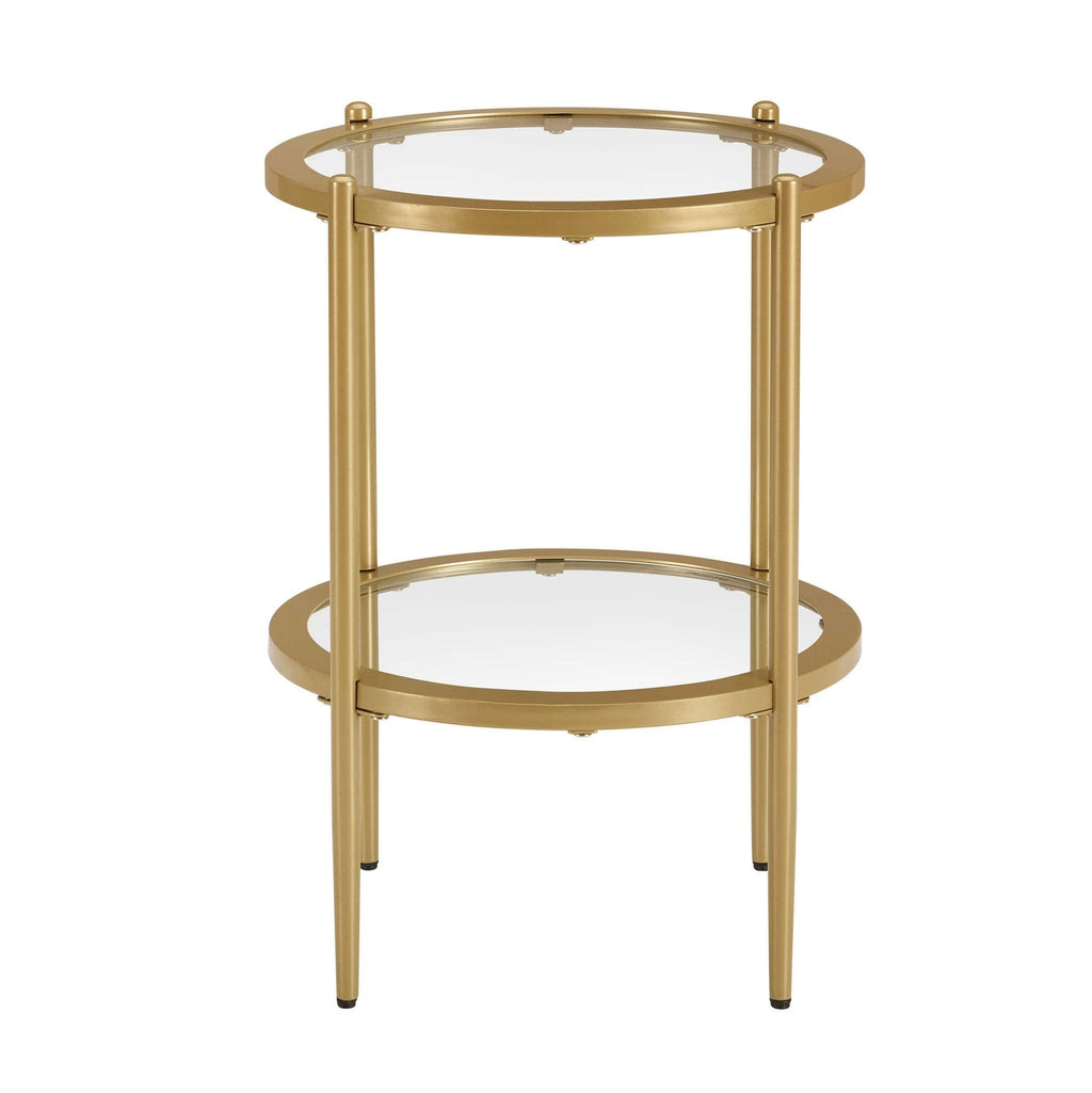 Dusklia - Glass Round Side Table - Gold