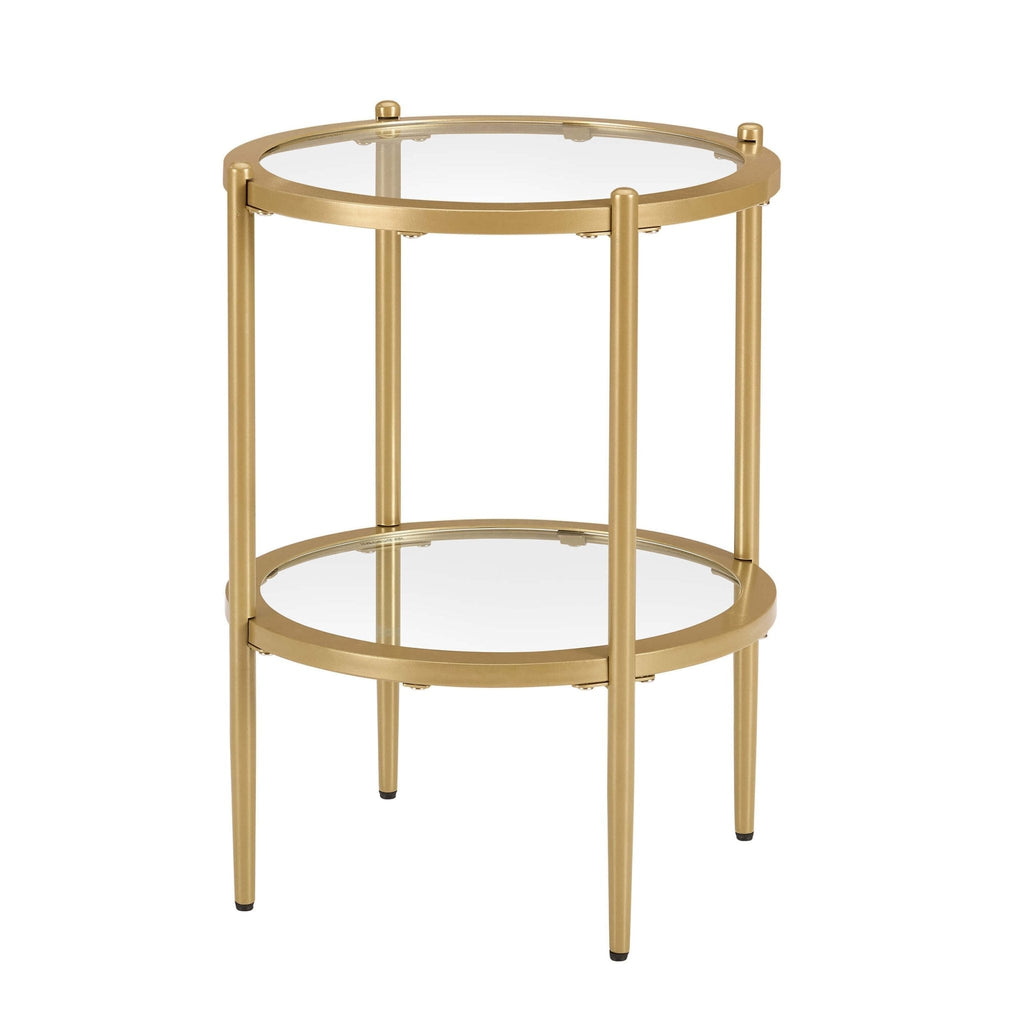 Dusklia - Glass Round Side Table - Gold