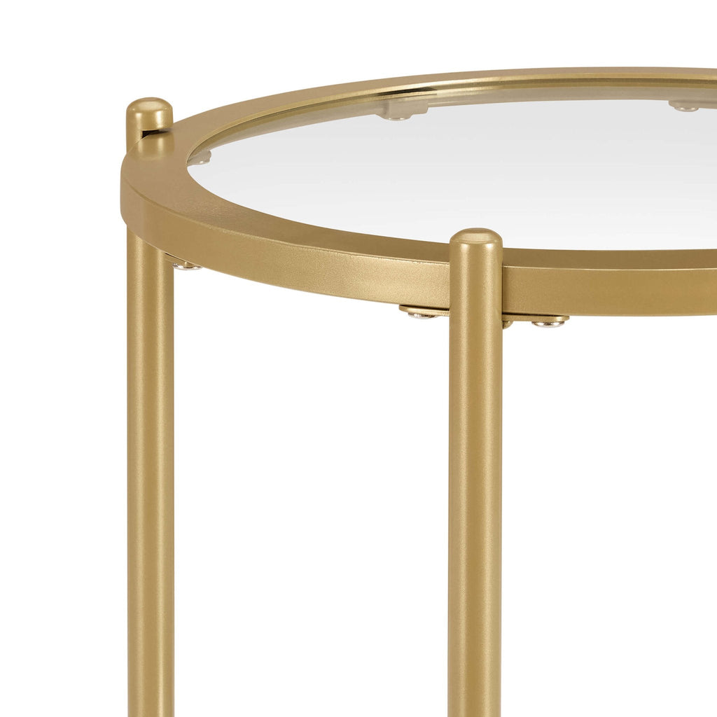 Dusklia - Glass Round Side Table - Gold