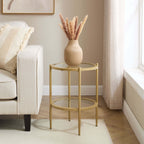 Dusklia - Glass Round Side Table - Gold