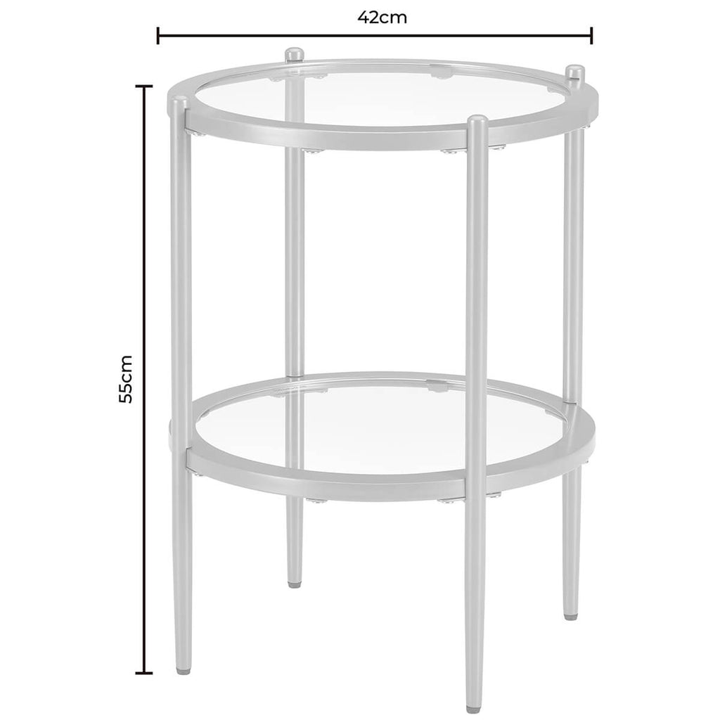 Dusklia - Glass Round Side Table - Stone