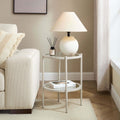 Dusklia - Glass Round Side Table - Stone