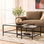 Dusklia - Glass Square Nesting Coffee Tables - Black
