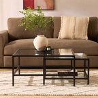 Dusklia - Glass Square Nesting Coffee Tables - Black