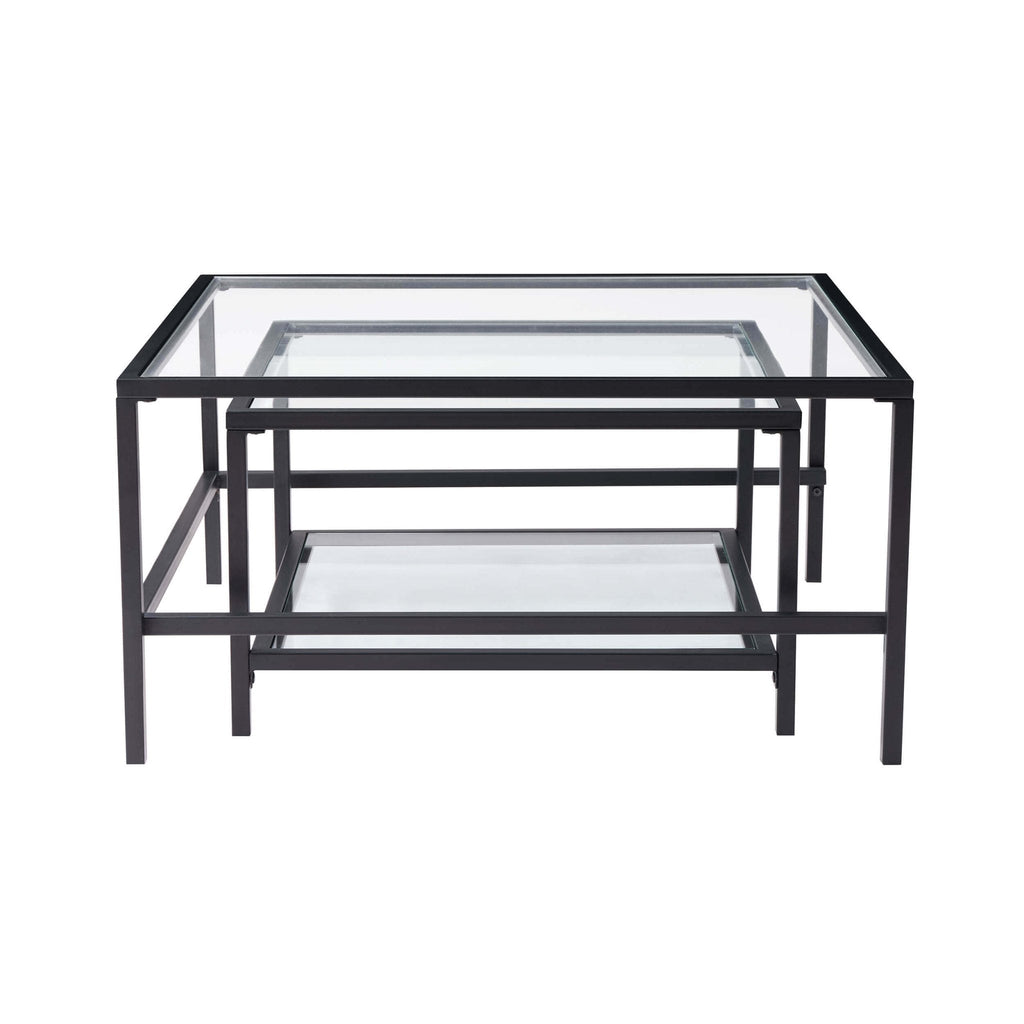 Dusklia - Glass Square Nesting Coffee Tables - Black