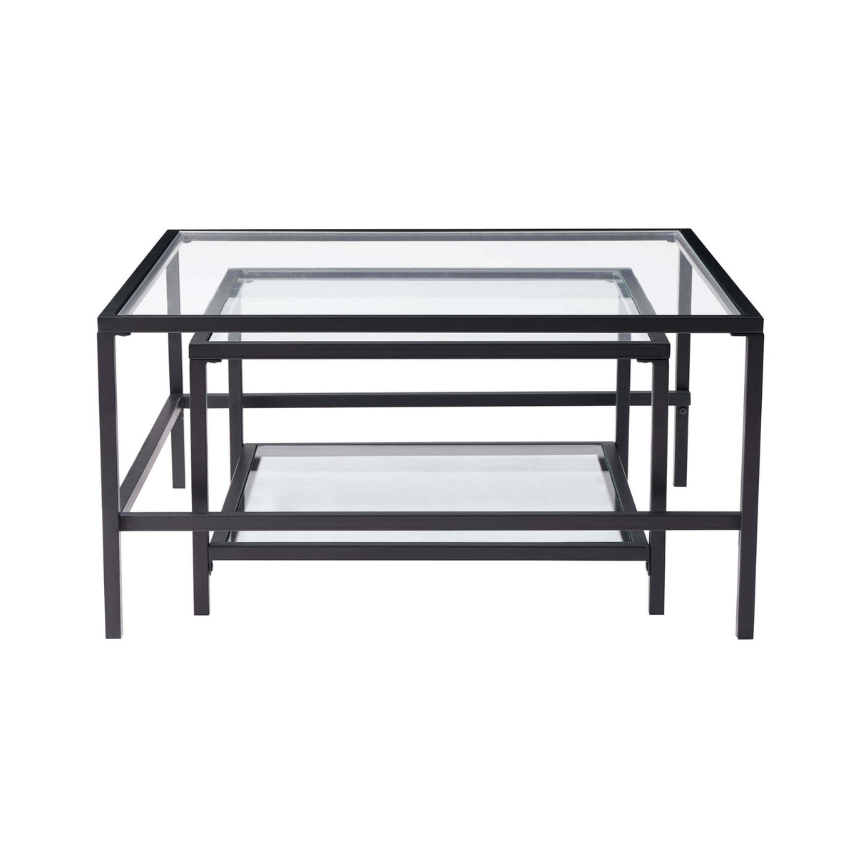 Dusklia - Glass Square Nesting Coffee Tables - Black