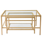 Dusklia - Glass Square Nesting Coffee Tables - Gold