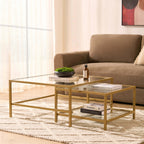 Dusklia - Glass Square Nesting Coffee Tables - Gold
