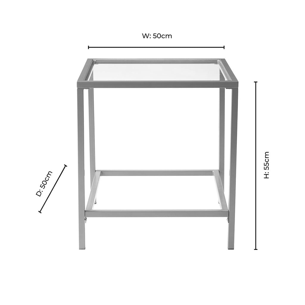 Dusklia - Glass Square Side Table - Gold