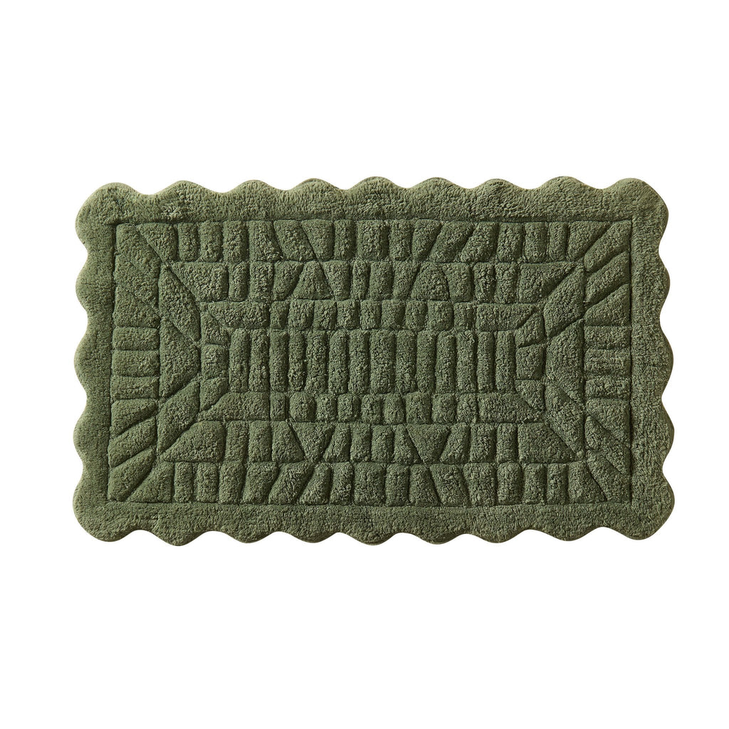 Dusklia - Goa Scalloped Bath Mat - Fern