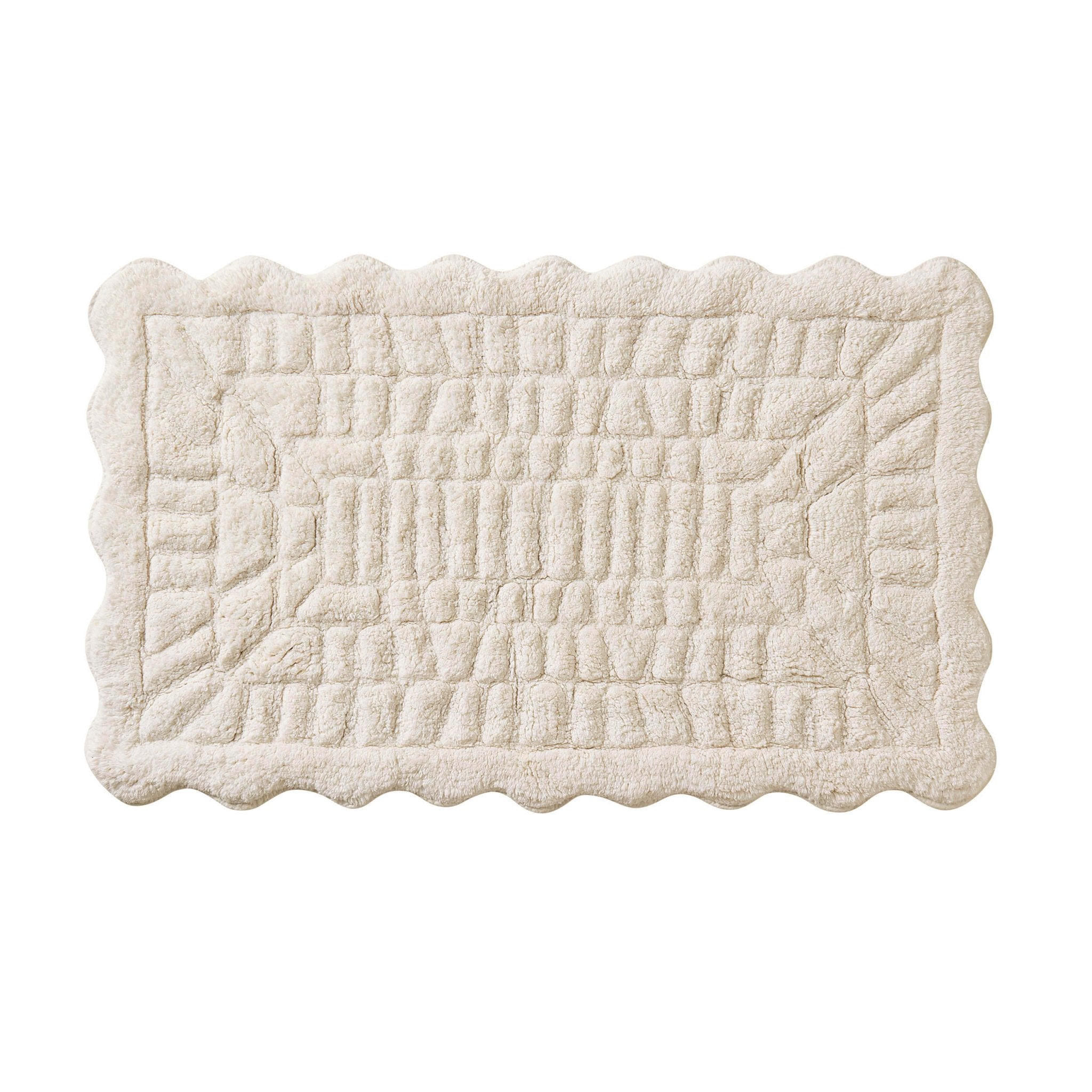 Dusklia - Goa Scalloped Bath Mat - White