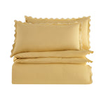 Dusklia - Grace Embroidered Edge 100% Cotton 200 Thread Count Duvet Cover - Buttermilk