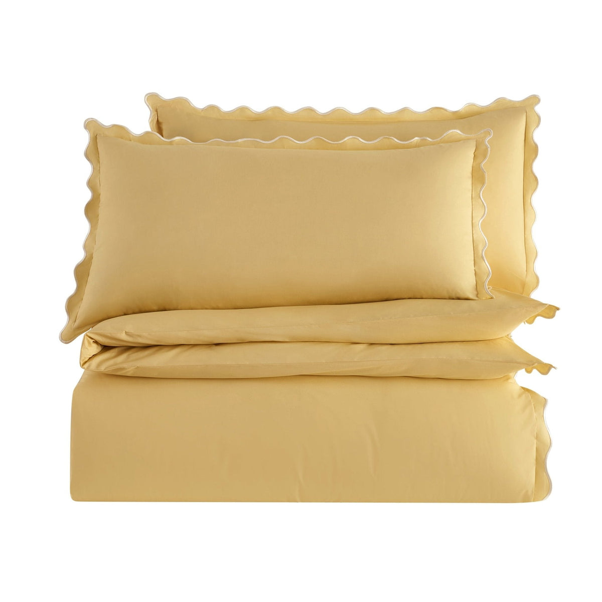 Dusklia - Grace Embroidered Edge 100% Cotton 200 Thread Count Duvet Cover - Buttermilk