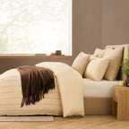 Dusklia - Hallie Linen Blend Yarn Dye Stripe Duvet Cover & Pillowcase Set - Natural