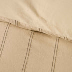 Dusklia - Hallie Linen Blend Yarn Dye Stripe Duvet Cover & Pillowcase Set - Natural