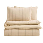 Dusklia - Hallie Linen Blend Yarn Dye Stripe Duvet Cover & Pillowcase Set - Natural