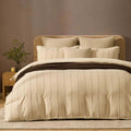 Dusklia - Hallie Linen Blend Yarn Dye Stripe Duvet Cover & Pillowcase Set - Natural
