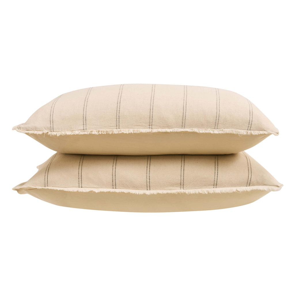 Dusklia - Hallie Linen Blend Yarn Dye Stripe Duvet Cover & Pillowcase Set - Natural