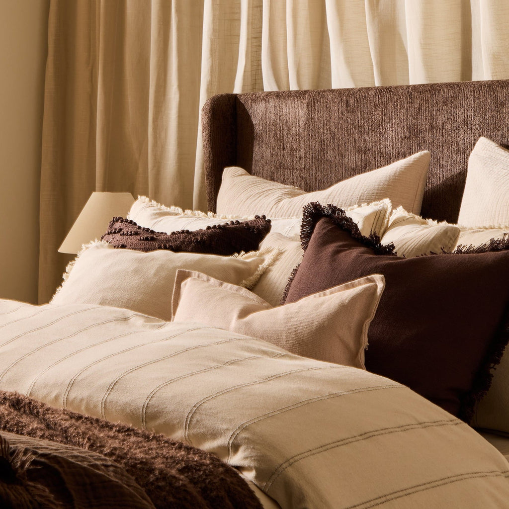 Dusklia - Hallie Linen Blend Yarn Dye Stripe Duvet Cover & Pillowcase Set - Natural