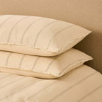 Dusklia - Hallie Linen Blend Yarn Dye Stripe Duvet Cover & Pillowcase Set - Natural