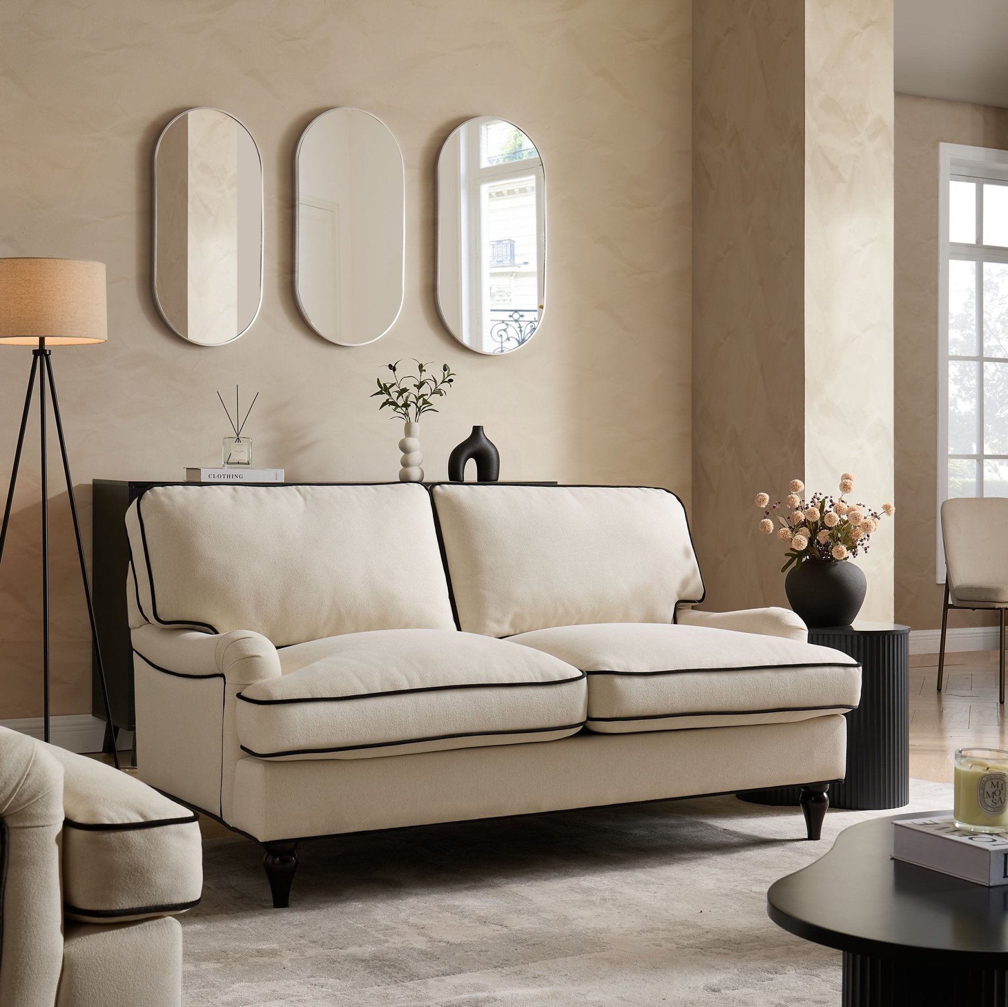 Dusklia - Hampshire 2 Seater Sofa - Cream/Black