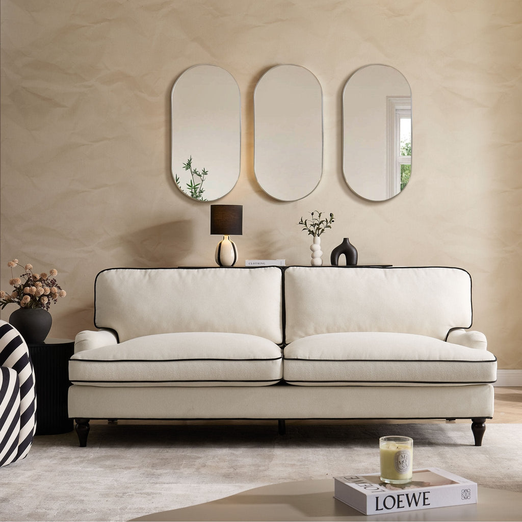 Dusklia - Hampshire 3 Seater Sofa - Cream/Black