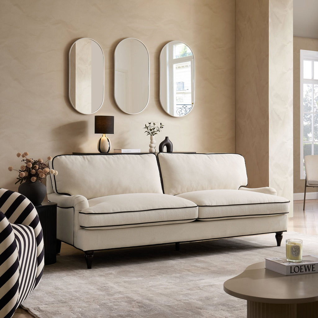 Dusklia - Hampshire 3 Seater Sofa - Cream/Black