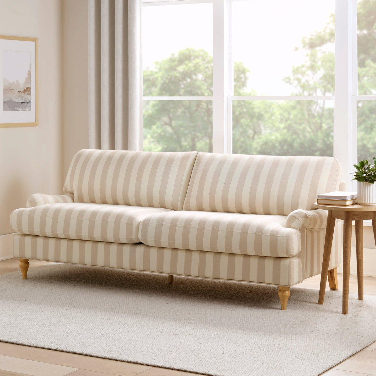 Dusklia - Hampshire 3 Seater Sofa - Natural Stripe