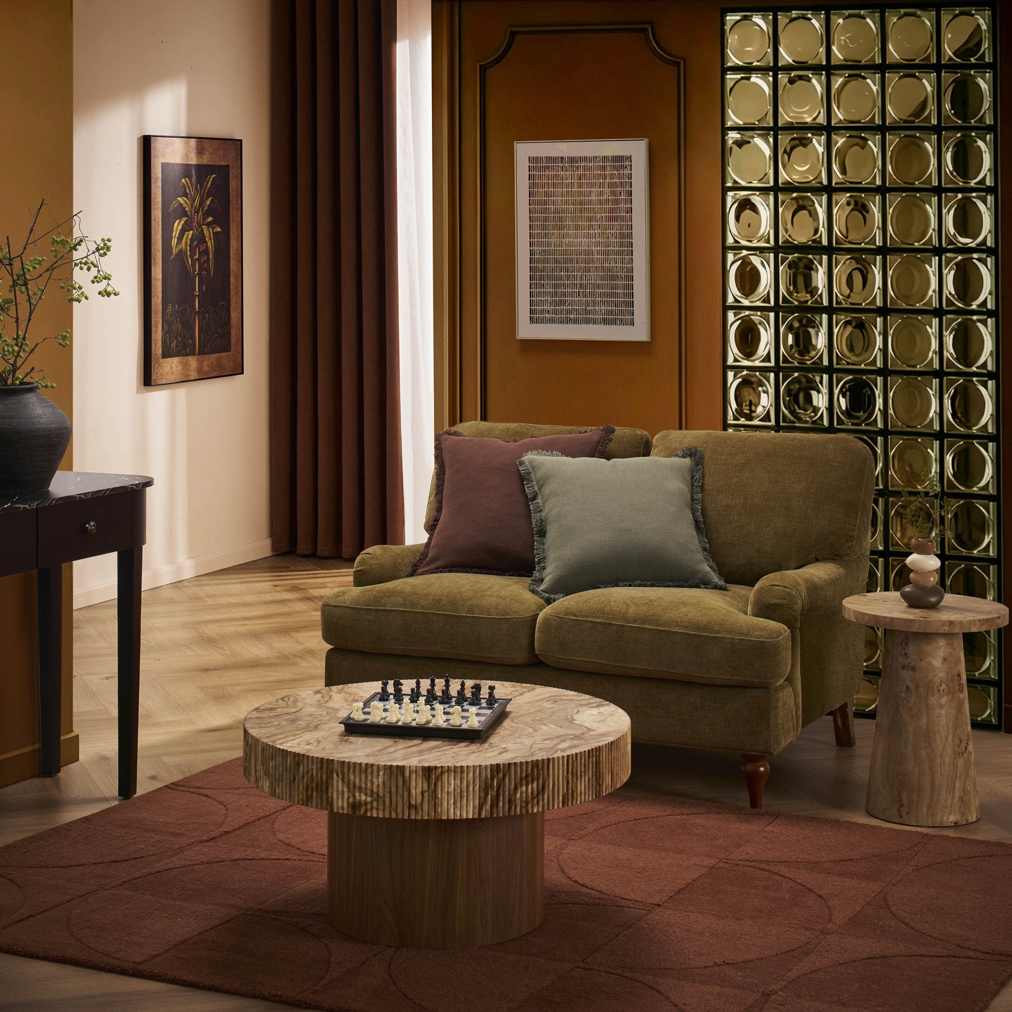 Dusklia - Hampshire Small 2 Seater Sofa - Chenille Olive