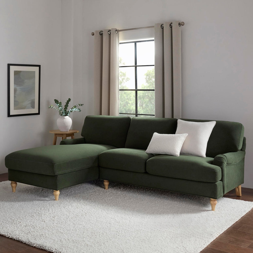 Dusklia - Hampshire Left Hand Chaise Sofa - Dark Olive