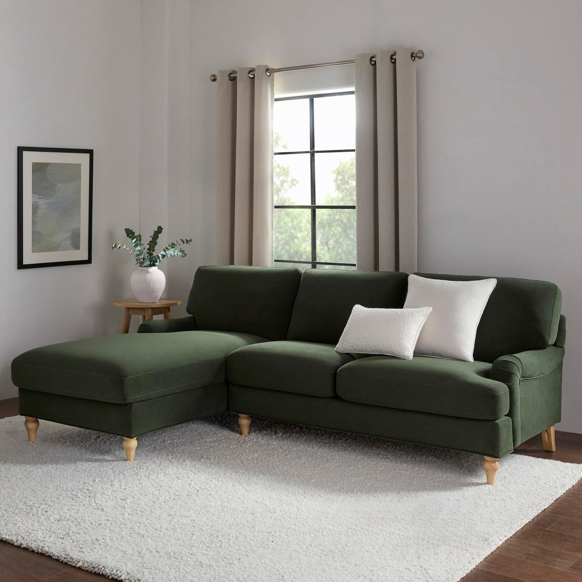 Dusklia - Hampshire Left Hand Chaise Sofa - Dark Olive