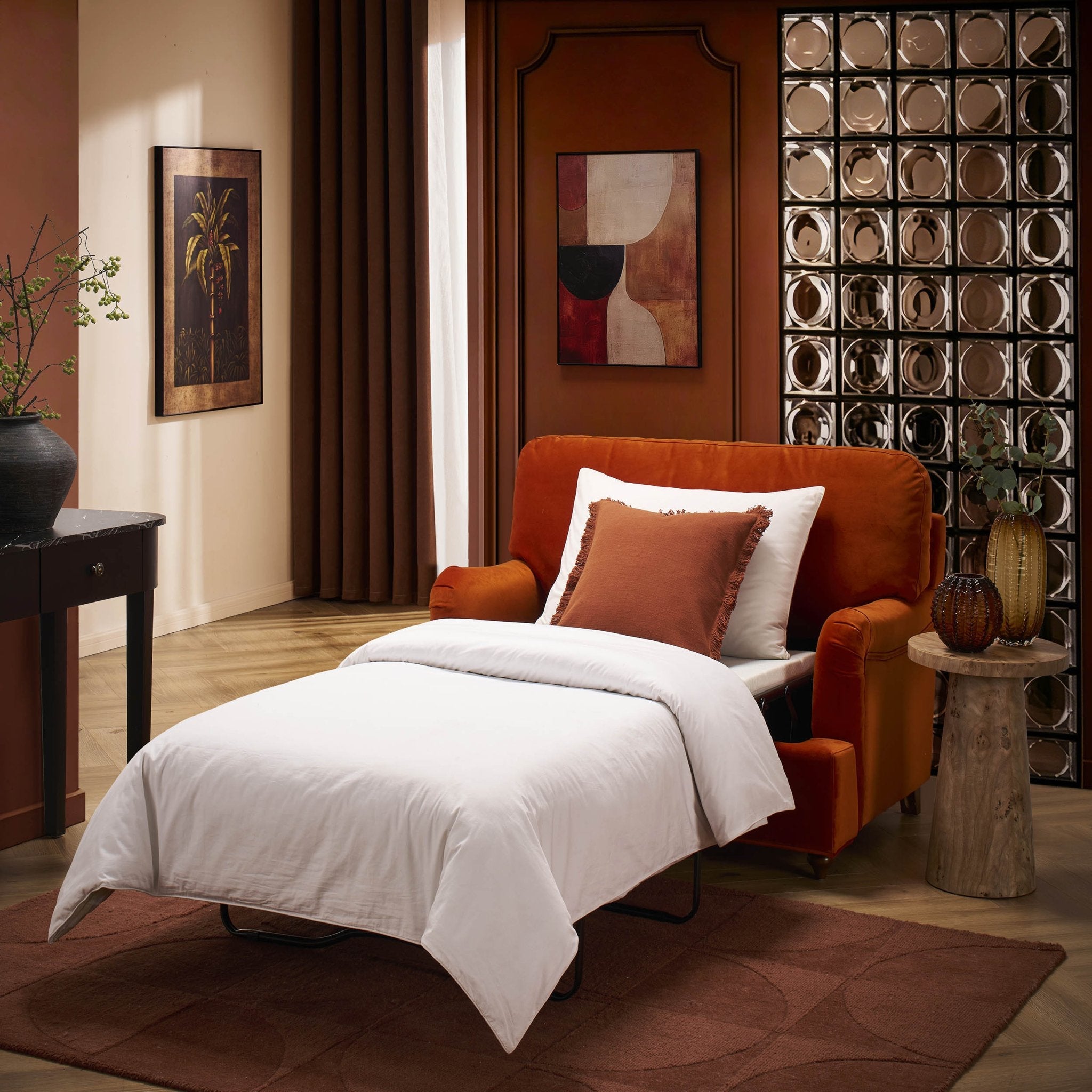 Dusklia - Hampshire Loveseat Sofa Bed - Bright Orange