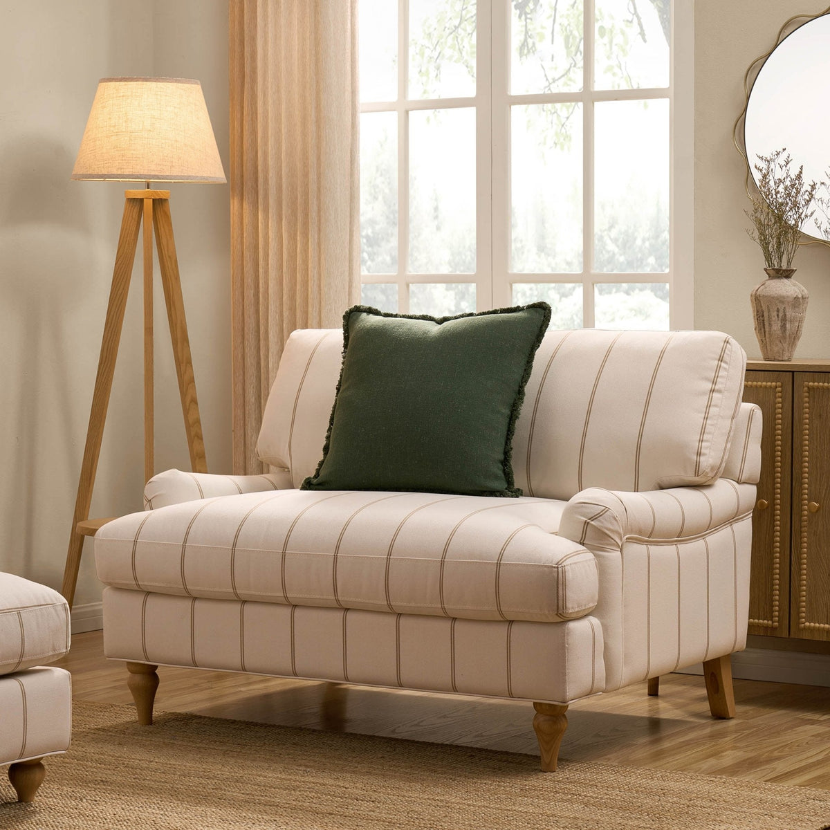 Dusklia - Hampshire Loveseat - Thin Natural Stripe