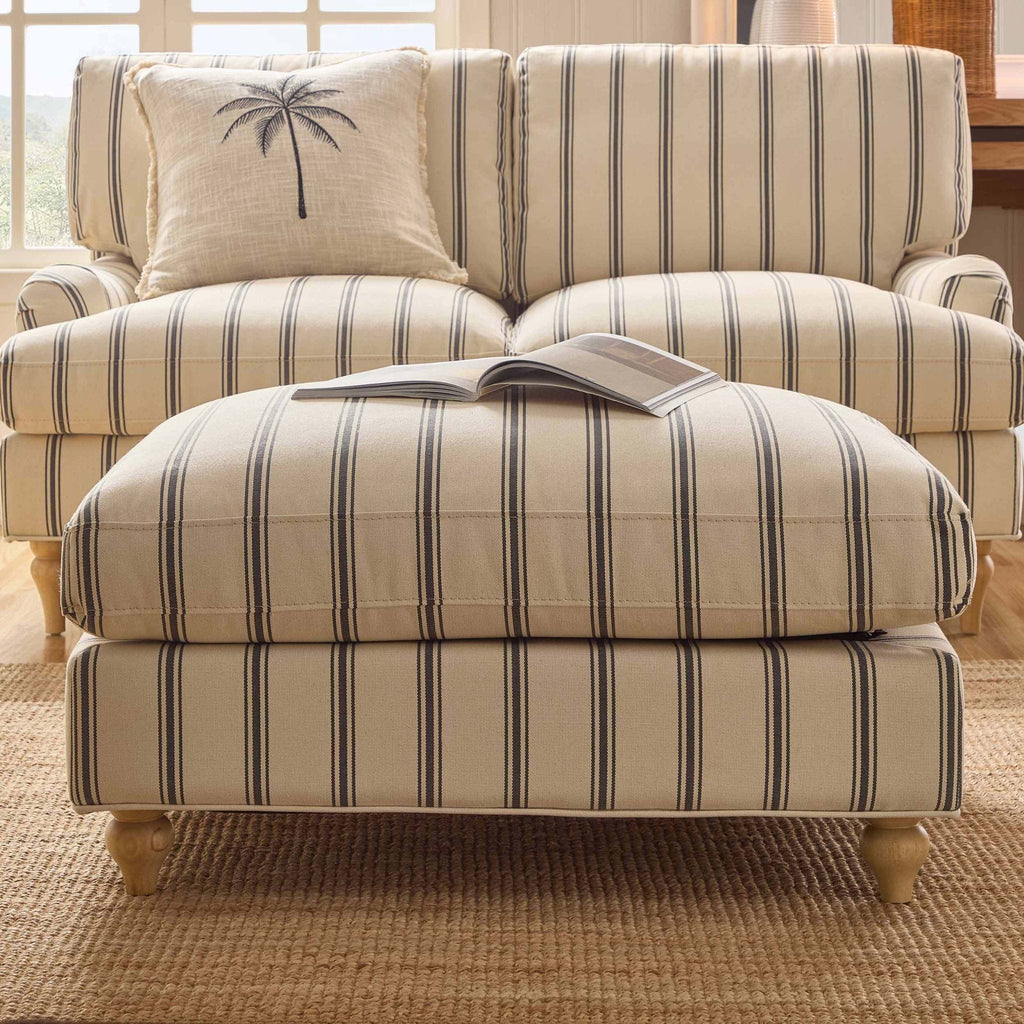 Dusklia - Hampshire Pouffe - Blue Stripe
