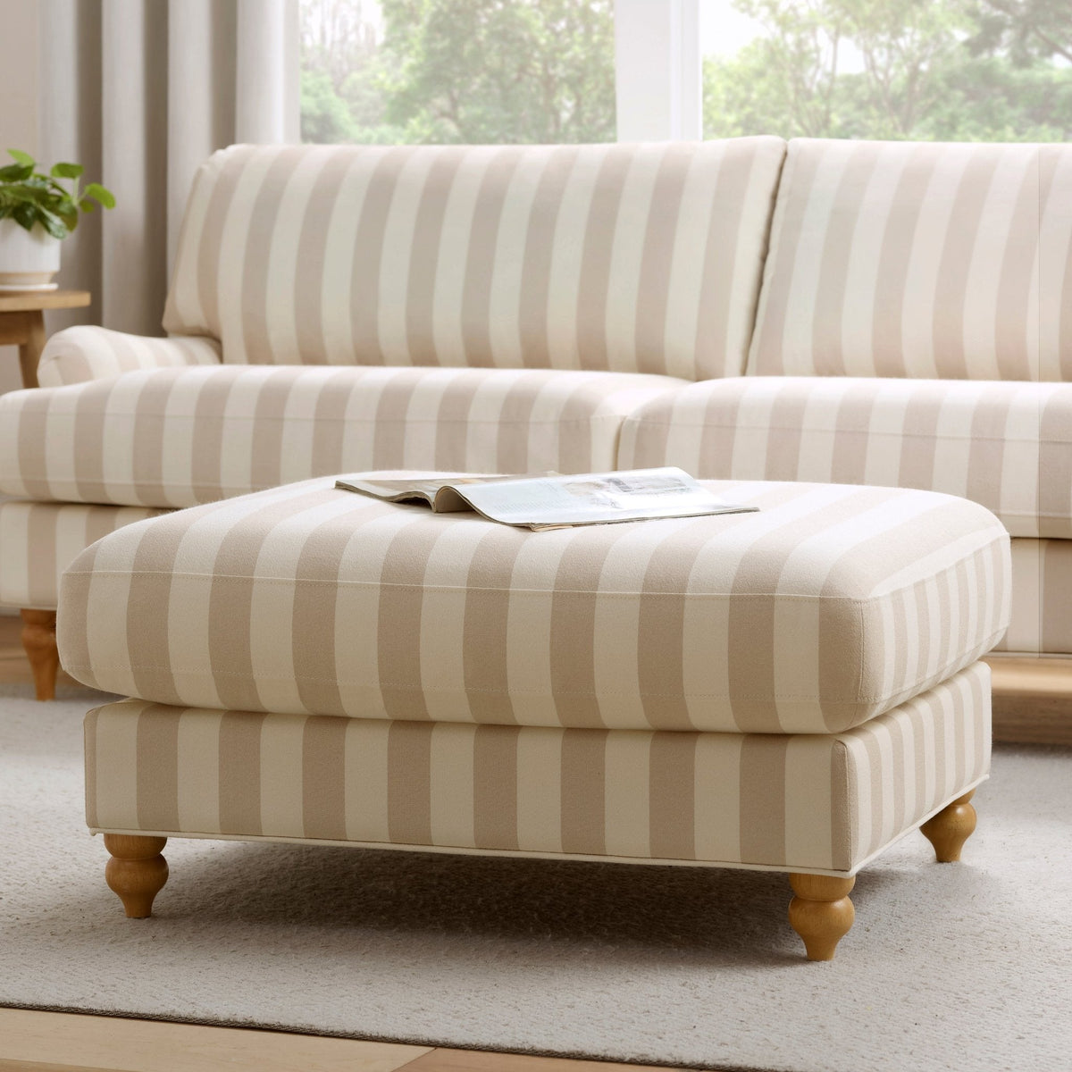 Dusklia - Hampshire Pouffe - Natural Stripe