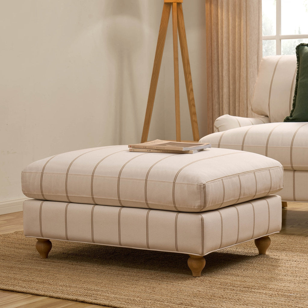 Dusklia - Hampshire Pouffe - Thin Natural Stripe