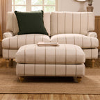 Dusklia - Hampshire Pouffe - Thin Natural Stripe
