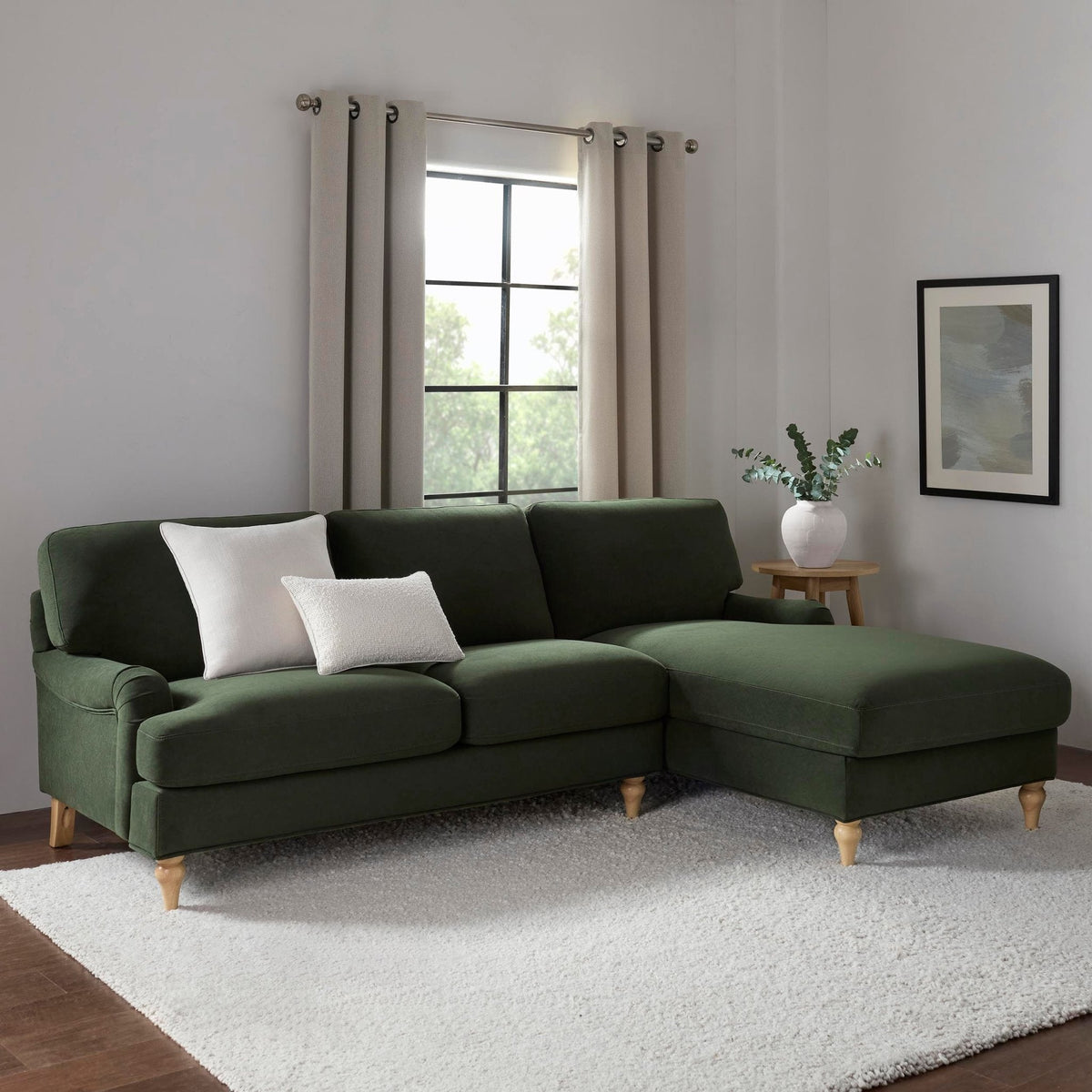 Dusklia - Hampshire Right Hand Chaise Sofa - Dark Olive